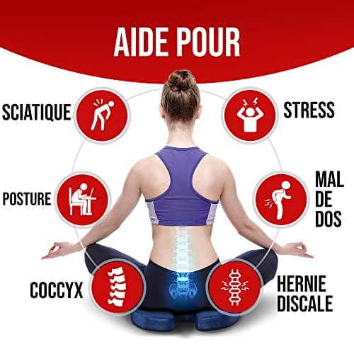 FORTEM Coussin Chaise, Coussin de Chaise de Bureau, Coussin Voiture, Coussin Orthopédique pour Coccyx, Coussin Coccyx en Mousse à Mémoire de Forme pour Chaise de Bureau, Housse Lavable