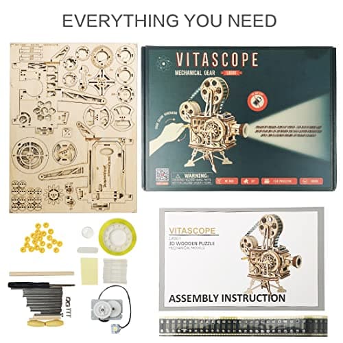 Robotime Vitascope Puzzle 3D Mécanique Modèle en Bois - Maquette Jeux de Construction - etablis Bricolage Enfant Jeu de Construction en Bois Adulte