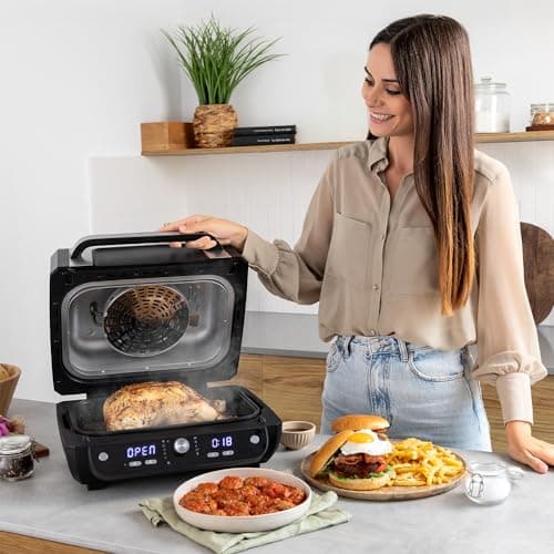 Cecotec Friteuse à air sans huile Cecofry FireDome 8000 Pro 1700 W Double Résistance, 4 Niveaux Grill, 12 Modes Prédéfinis, Température et Temps Réglables, Pack d'accessoires