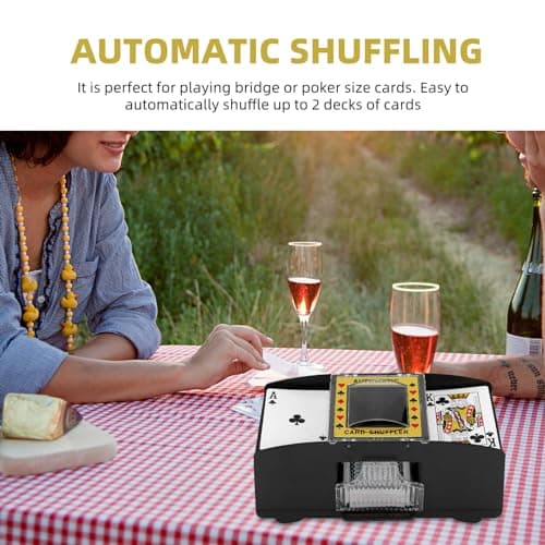SUNJULY Mélangeur de Cartes Automatique à 2 Jeux, Mélangeur de Cartes Électrique, Mélangeur de Cartes Rapide à Piles, Outil de Jeu pour Casino, Maison, Fête, Jeux De Société