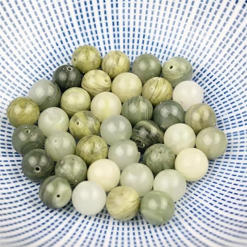 MJDCB 4mm 85 pièces Jade Vert Gazon Perle Pierre Naturelle Ronde en Vrac Perles Semi Precieuse pour Fabrication de Bijoux de Bracelets et de Colliers