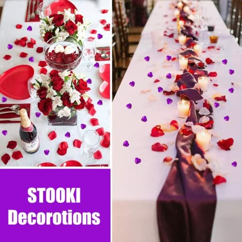 AhLmA Lot de 200 Décor Cœur pour Table Violet Decoration Table Violet Oeur Decoration Saint Valentin pour Mariages, Fêtes, Décorations de Table, Décorations de Vases Artisanaux (Violet)