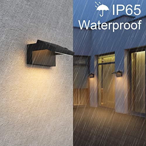 Klighten 2 Pcs 24W Applique Murale LED Extérieure Intérieur Rotatif, Éclairage Mural Imperméable IP65 Moderne, Lampe Murale pour Couloir Entrée Terrasse, Noir, 1500LM, Blanc Chaud 3000K