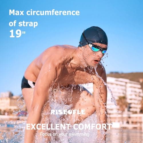 RISEOFLE Lunette Piscine Adulte, Lunettes de Natation Unisexes pour Homme et Femme, Lunette Polarisée Avec Protection Antibuée et Anti-UV(Blanc)