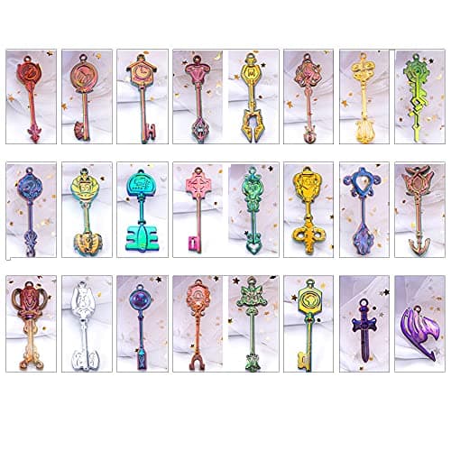 Woohome 22 PCS Clé Silicone Moule pour Bijoux, 1 PCS Clé Moules en Résine Epoxy et 1 PCS Couteau Résine Silicone Moule pour Pendentif Porte-Clés Bijoux Artisanat Décoration Fabrication