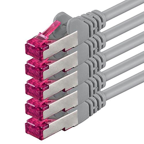 0,5 m - gris - 5 pièces - câble réseau CAT6a (10Gb/s) S-FTP CAT 6a Lankacable - certifié GHMT PIMF 500 MHz Cat5 Cat5e Cat6 Cat6a Cat7 pour switch, routeur, modem, Internet