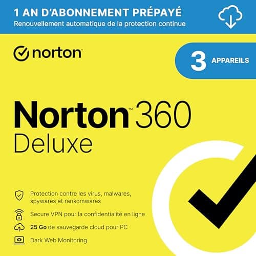 Norton 360 Deluxe 2025 |3 Appareils | 12 mois | Téléchargement