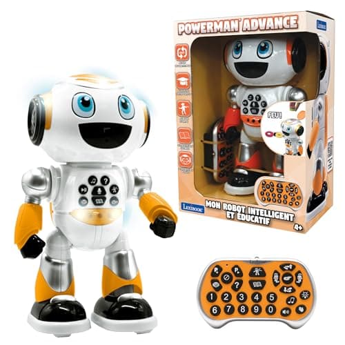 Lexibook, Powerman® Advance, Robot télécommandé, jouet interactif et éducatif pour enfants, marche, danse, joue de la musique, raconte des histoires, quiz éducatifs, programmable STEM, Orange, ROB29FR