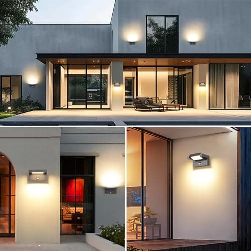 LED Applique Murale Extérieur/intérieur avec Détecteur de Mouvement,12W Moderne Éclairage Lampe avec Panneau Rotatif Imperméable IP65 3000K blanc chaud,Luminaire Murale pour Entrée Jardin,Gris Foncé
