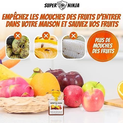 Super Ninja Piege a Moucherons – 2 Pièges - Pièges écologiques très efficaces pour Les Mouches à Fruits à l'intérieur – jusqu'à 3 semaines par Bouteille (2 Pièges)