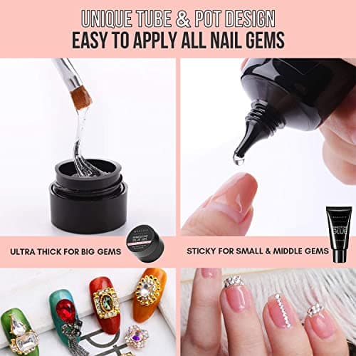 Makartt Nail Art Rhinstone Glue Gem Gel, Super Adhésif Nail Gel pour Pierres Précieuses, Nail Art Gel pour Pierres Précieuses Pierres de Cristal Bijoux