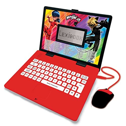 Lexibook Miraculous avec Ladybug – Ordinateur Portable bilingue pour éducation, Anglais et Allemand, 124 activités, mathématiques, logique, Musique, Horloge, Jeux – Jouet pour Fille, JC598MIi3
