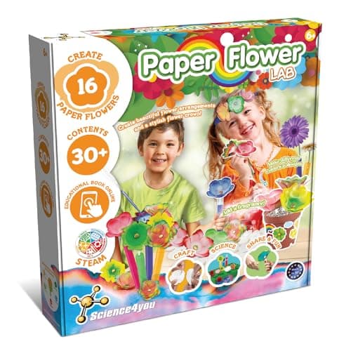 Science4you Fabrique de Fleurs en Papier pour Les Enfants 6+ Ans – Fabriquez Vos Propres Fleurs en Papier, Jouet créatif combinant l'art et l'artisanat + kit de Science, Cadeau pour Enfants 6 7 8 9+