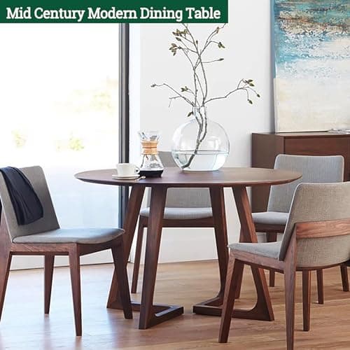 Table à manger ronde moderne du milieu du siècle en bois massif, conception de piédestal rustique pour les petits espaces, peut accueillir 2 à 4 personnes, meubles de cuisine et de salle à manger