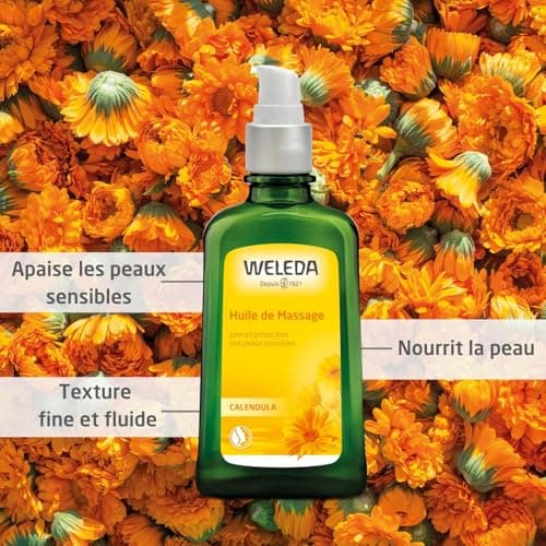 WELEDA - Huile de Massage au Calendula - Soin et protection des peaux sensibles et fragiles - NATRUE* - Bio** - Vegan*** - 100ml