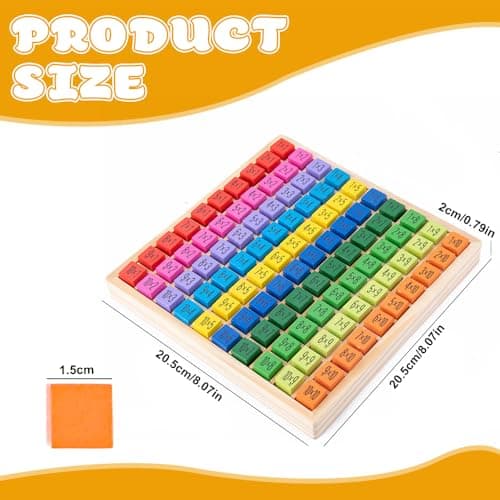 Table de Multiplication en Bois Mathématique 1x1 Tableau Planche de Multiplication Jeu de Table de Multiplication Jouets Montessori pour L'éducation des Jeunes Enfants - Apprentissage du Calcul