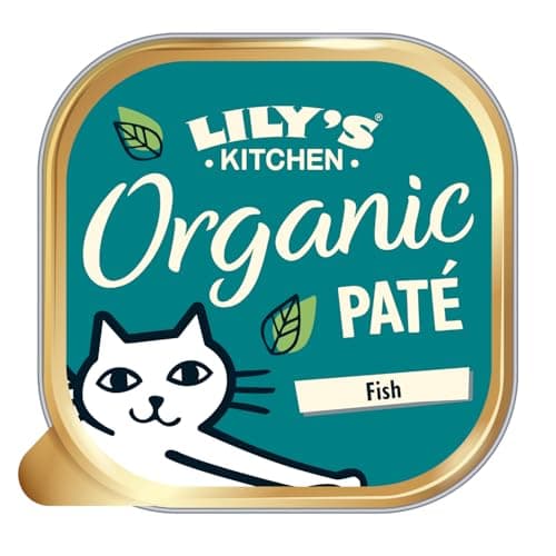 Lily’s Kitchen Fabriqué à partir d’ingrédients naturels Barquette de pâtée pour chats adultes Poisson bio Recettes sans céréales 19 x 85g