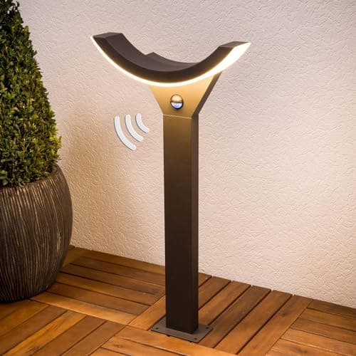 LED Luminaire extérieur Half (Moderne) en Noir Aluminium (1 lampe,à), Borne lumineuse, luminaire pour socle
