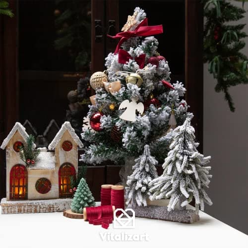 Vitalizart Ruban Velours Rouge 0,95 cm x 4,57 m x 3 Rouleaux, Bobine en Bois, Ruabn en Tissu pour la Décoration de Couronnes de Noël, l'Artisanat, l'Emballage de Cadeaux et la Fabrication de Nœuds