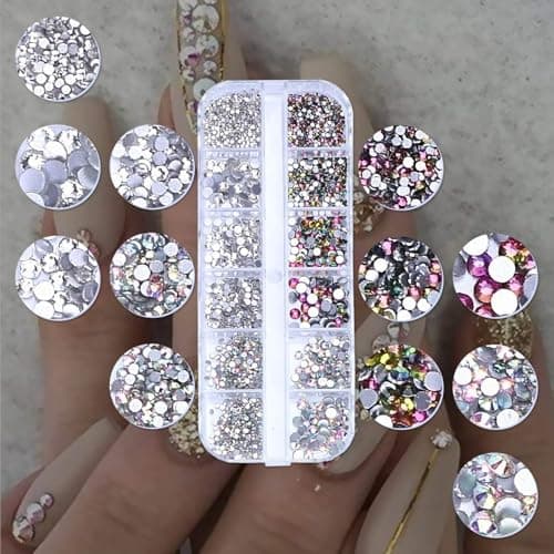 5800 Pièces Pierres Strass Ongles Strass Ongle Nail Art Cristal AB Strass Gemmes Kit Strass Nail Art Strass à Dos Plat Nail Charmes avec Pincette Pick Up et Stylo Pointeur Strass pour DIY Nail Art