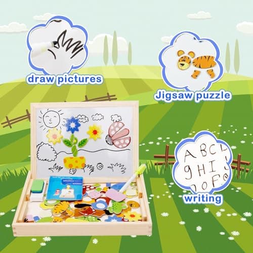 EACHHAHA Puzzle Magnétique en Bois 100 Pièces, Puzzle Dessin Animal,Jouets éducatifs à Motifs, Motifs Riches, Combinaison Libre, Développer l'imagination, pour Les Enfants de 3 4 5 Ans
