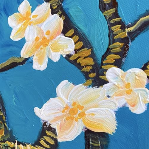 Fokenzary Peint À La Main Fleur D'amande Reproduction de Vincent Van Gogh Illustration Célèbre Peinture Sur Toile Abstraite Moderne Pour Le Salon Décoration Murale Encadrée Prêt à Accrocher