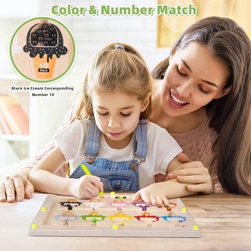 LFENYIGI Jouet Enfant 3-8 Ans,Labyrinthe Magnétique de Couleurs et de Nombres,Labyrinthe Magnétique Enfant 3 Ans-6 Ans,Labyrinthe Magnétique en Bois,Jouets Cadeau pour Les Filles Garçons