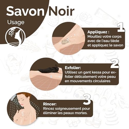 Fatima's Garden Savon Noir à l'Eucalyptus - Nettoyant Purifiant, 450g