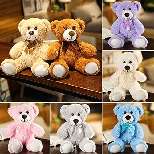 SNOWOLF Peluche d'ours Adorable Animal empaillé Oreiller poupée d'ours Cadeau d'enfant garçon Fille Anniversaire Noël Saint Valentin (13.7In/35CM,Cream)