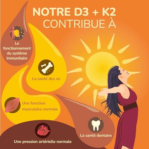 Vitamine D3 K2 Gouttes Vegavero® | VEGAN | 2000 UI Vitamine D3 + 25 μg Vitamine K2-MK7 | Haute Biodisponibilité et Dosage | Immunité + Santé des Dents et Os