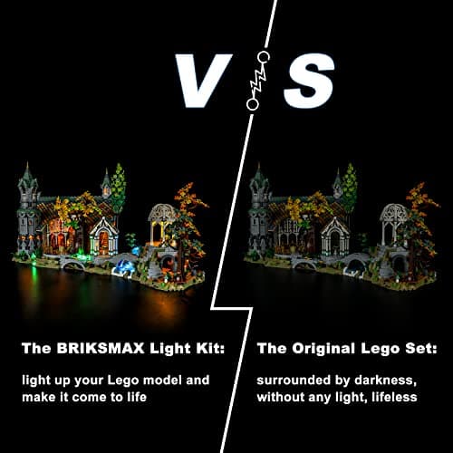 BRIKSMAX Kit d’éclairage à LED pour Lego Icons Le Seigneur des Anneaux : FONDCOMBE - Compatible with Lego 10316 Blocs de Construction Modèle- Pas inclure l’Ensemble Lego