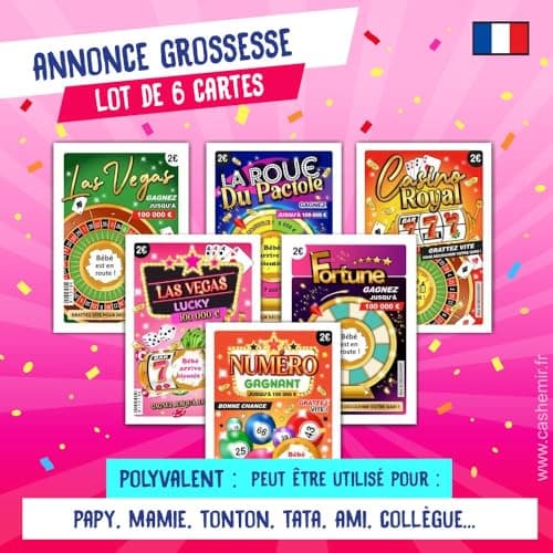 6 Cartes Annonce Grossesse à gratter | Annonce Bébé BEBE ARRIVE BIENTOT | Mamie Papy, Tonton Tata | Annonce grand parents, papa | Ticket de jeu à gratter (6 cartes ANNONCE GROSSESSE)