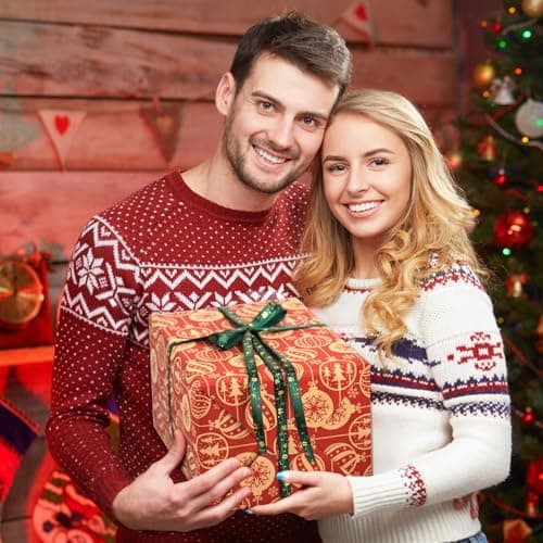 AhfuLife Papier Cadeau Noël Gros Rouleau 60CM×6.5M, 3 Rouleau Grande Longueur Papier Kraft Noël avec Jolis Motifs de Flocon de Neige - Arbre de Noël - Cloches Rounge Pour Emballage Géant Cadeau Noël