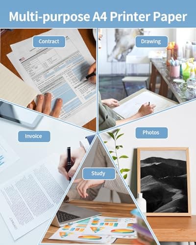 Phomemo Papier A4 Compatible avec l'imprimante Portable M08F/M831/M832/M833/M834, Papier Thermique Blanc A4, 8.27" x 11.69"(210mm x 297mm), 100 Feuilles/Boîte