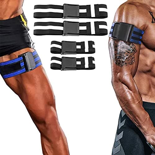 POENVFPO Bandes D'occlusion, Paquet de 4 (2 Bandes pour Biceps, 2 Bandes pour Jambes), Bandes de Restriction pour Biceps à Dégagement Rapide, Obtenez Une Croissance Musculaire Rapide sans