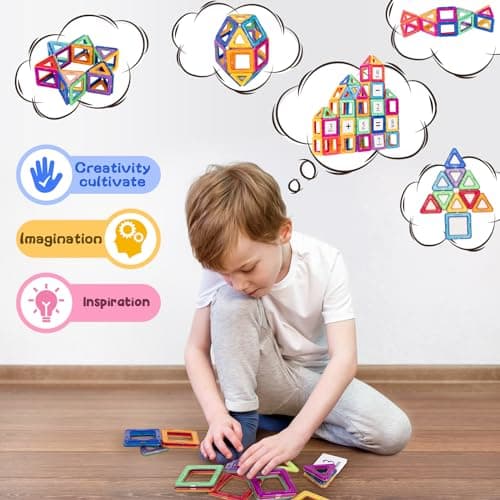 aaczly Construction Magnetique Enfant 74 Pièces Blocs de Construction Magnétiques Enfants Educatif Jeux Cadeaux pour Enfants à Partir de 3 4 5 6 7 an