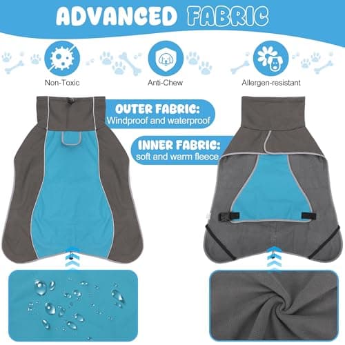 Veste Imperméable pour Chien, Réfléchissantes d'hiver Manteau Chaud pour Chien avec Doublure Polaire pour Chiens de Petite à Grande Taille Camping et Randonnée en Extérieur par Temps Froid