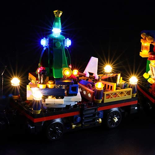 BRIKSMAX Kit de LED pour Lego Train de Noël Festif Creator,Compatible avec la Maquette Lego 10254, La Maquette de Construction n'est Pas Incluse