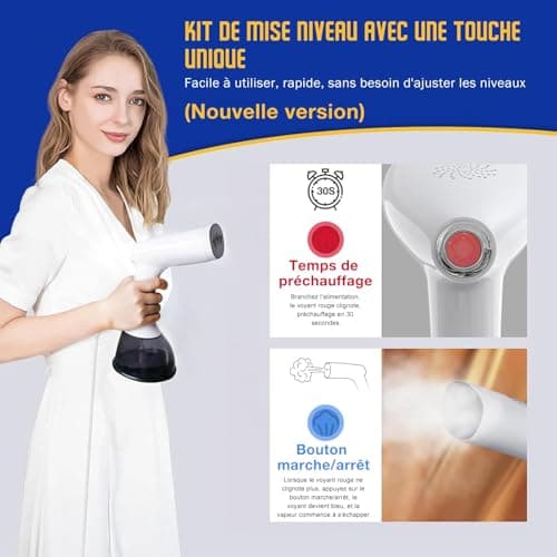 Rolipo Défroisseur Vapeur,1640W Fer à repasser portable haute puissance pour la maison, le bureau, le voyage, réservoir d'eau de grande capacité de 400ML, Voyage Vapeur Steamer,Blanc