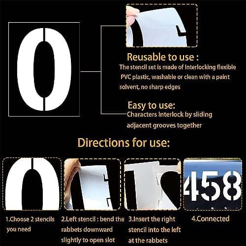 XPEX 10pcs Grands Pochoirs Chiffres,Pochoir Lettre Réutilisables Pochoir Nombre Maison 10pcs Plastique Pochoirs Chiffres pour Peinture de 0 à 9