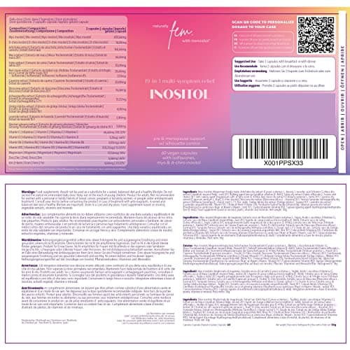 FEM Menositol 19-en-1, Gérer Menopause avec Inositol Myo & D-chiro, Isoflavones, Ashwagandha, Maintenir Santé Métabolique, Confort & bien-être pendant la ménopause, Sans hormones ni soja