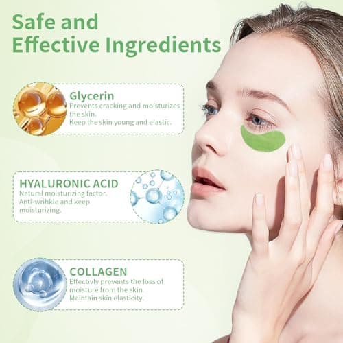 Patch Yeux, 60 Pièces Coussinets pour Les Yeux, Humidité de l’acide Hyaluronique pour Les Cernes, à l’Extrait d’Algues Patchs pour Les Yeux, Soins des Yeux pour Femme