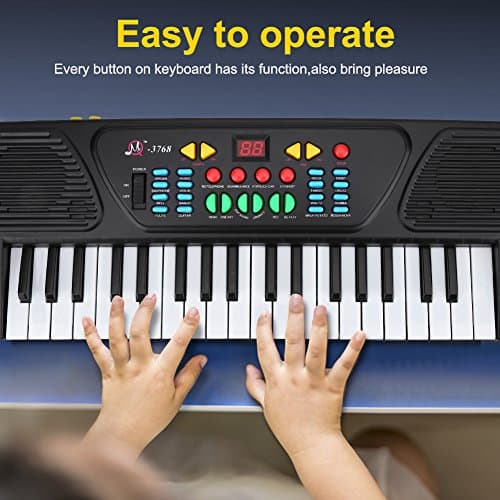 Clavier Electronique Multifonctionnel à 37 Notes, Mini Piano avec Design Compact Jouets Educatifs pour Sons et Rythmes Multiples avec Mini Microphone Idéal Cadeau pour Enfants