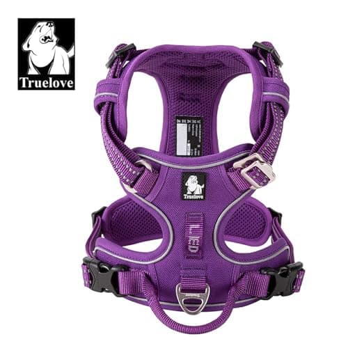 TRUE LOVE Harnais pour Chien No Pull Nylon Souple Réfléchissant Réglable pour Petit Grand Animal Domestique TLH56512(XL, Violet)