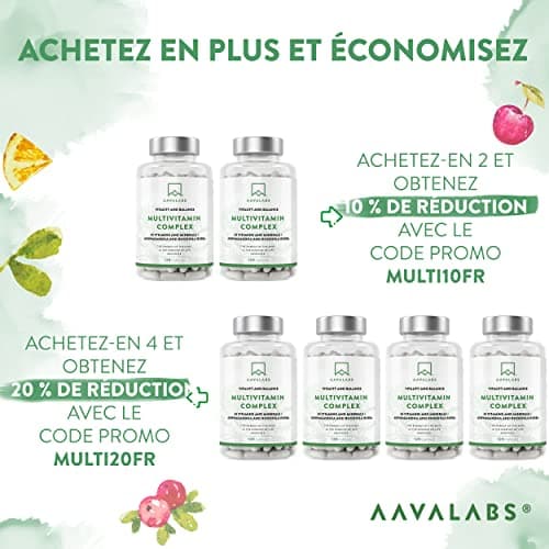 Multivitamines et Minéraux -13 Vitamines Adultes dont Vitamine A B C D E K, Ashwagandha, Rhodiola Rosea, 11minéraux dont Magnesium, Zinc - Complement Alimentaire Multivitamines Homme Femme 120Capsules