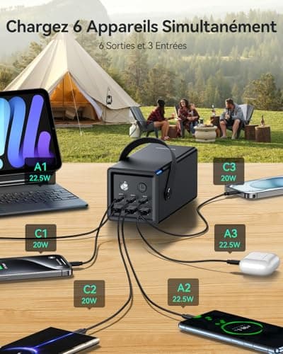 Rocoren 50000mAh External Battery, 6-Port USB C Fast Charging, 67.5W Large Capacity Power Supply for Outdoor Camping Trip, Compatible with iPhone Samsung Huawei Xiaomi GPS etc.