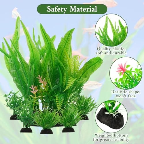 Plante Aquarium, 18 PCS Plante Artificielle d’Aquarium en Plastique, Plante Aquarium Ornement Décorative, Aquarium Vert Plante Décoration et Paysager, Accessoires pour Aquarium, Poisson, Terrarium