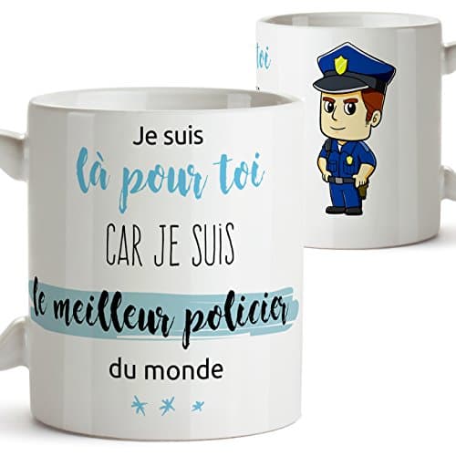 Tasse pour Un Policier - Je suis là pour toi Car Je suis Le Meilleur Policier du Monde - Mug/Tasse pour Les métiers/Professions. Cadeaux pour Les policiers
