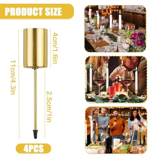 Bougeoirs Noël de l'avent UieaMsio 4 Pièces Doré Bougeoirs en Forme de Couronne de l'Avent Rétro bougeoir pour Couronne de l'avent Support Bougie en Métal pour Decoration Noël