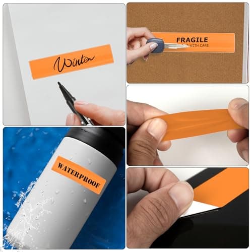 FINDAT Orange Étiquette Thermique 76 X 25 mm Rouleau Vinyle Autocollant Étiquette d'imprimante Rectangulaire Imperméable pour le Bureau DIY Design Code à Barres ExpéDition 500 Pièces